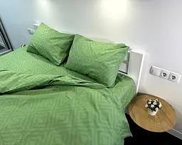 Постільна білизна LARA бязь d11268d Ромб Light Green двоспальна - мініатюра 3
