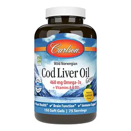 Жирні кислоти Carlson Labs Cod Liver Oil Gems, 150 капсул