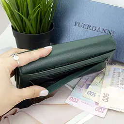 Гаманець жіночий шкіряний Fuerdanni 1180 зелений на магнітах - мініатюра 5