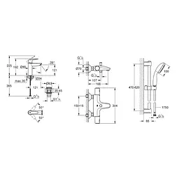 Набір змішувачів 3 в 1 для ванної кімнати Grohe QuickFix Start Black UA303304TM, Чорний матовий - мініатюра 2