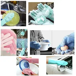 Силіконові багатофункціональні рукавички Magic Silicone Gloves Pink для прибирання, чищення та миття посуду, Kitchen Master Рожевий 87310 - мініатюра 6