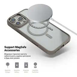 Чехол Apple iPhone 16 Pro Max, Unit MagSafe, серый, прозрачный, магсейф, ударопрочный, магнитный, панель-накладка с поддержкой MagSafe, с поддержкой беспроводной зарядки, TPU+PC, защита всего корпуса, ударопрочный, ArmorStandart (ARM78714) - мініатюра 4