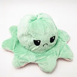М'яка іграшка Восьминіг перевертень двосторонній веселий сумний Mood Octopus 16 см UKC рожевий/зелений - мініатюра 5