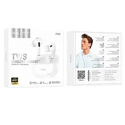 Навушники бездротові Hoco EW60 Norman true wireless BT headset 30/ 300mAh 4h Білий  - мініатюра 3