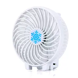 Вентилятор ручний міні акумуляторний з ручкою USB діаметр 10см Handy Mini Fan білий - мініатюра 2