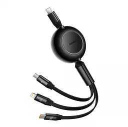 Кабель Baseus Bright Mirror 2 Series Retractable 3-in-1 Cable Type-C to MicroUSB+Lightning+Type-C 100W 1.1m CAMJ010201 Black - мініатюра 2