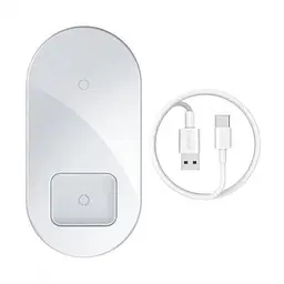 Зарядний бездротовий пристрій Baseus WXJK-C02 Simple 2in1 Wireless Charger Pro Edition Білий