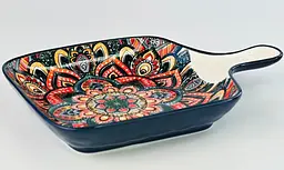 Салатник з ручкою квадр. 23x16x3 Мальований чорний