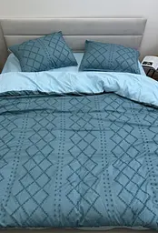 Комплект постільної білизни Ecotton Jaquard полуторний 150х215 см бірюзовий Green (24558) - мініатюра 2