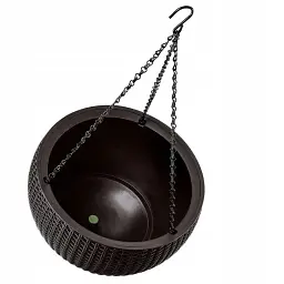 Горщик для рослин Keter Rattan hanging sphere з ланцюжком коричневий (7290106924567) - мініатюра 4