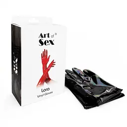 Глянсові вінілові рукавички Art of Sex - Lora, розмір L, колір чорний з ефектом голограми - мініатюра 4