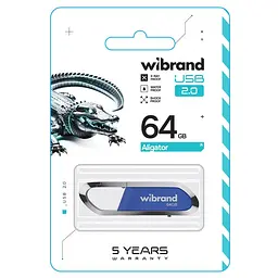 Флеш-накопичувач Wibrand USB 2.0 Aligator 64Gb блакитний - мініатюра 2