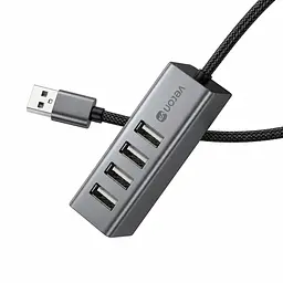 USB-хаб Veron H4A 4-в-1, USB-A на 4 USB-A, USB 2.0, 480 Мбіт/с, кабель 1 м - мініатюра 2