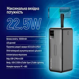 Павербанк ColorWay Black 50 000 mAh / 22.5 Вт (CW-PB500LPC5BK-PDD) - мініатюра 11