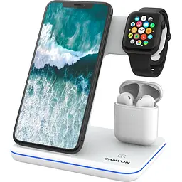 Зарядний пристрій Canyon WS-302 3 в 1 QI White (CNS-WCS302W) - мініатюра 5