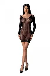 Напівпрозора міні-сукня Passion BS101, One Size, чорна, з рукавами-мітенками