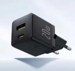 Мережевий адаптер Baseus Palm Fast Charger C+U 20 W + Cable Type-C to Type-C P10111608113-01 Чорний - мініатюра 3