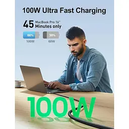 Кабель CAKOBLE USB-C - USB-C 3.1 Gen2 10 Гбіт/с Передача даних, 100 Вт 20 В/5A 3.3 фути - мініатюра 3