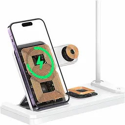 БЗП Usams US-CD195 15W 4in1 Wireless Charging Holder With Table Lamp White - мініатюра 3