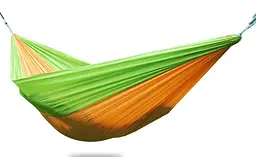 Гамак туристичний підвісний нейлоновий з карабіном 140/280см до 100кг Hammock Net жовто-зелений