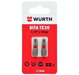 Біта Wurth TX30 1/4IN L25 мм 2 шт. в блістері (16143130902)