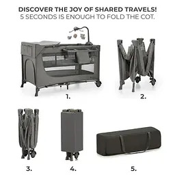 Ліжко-манеж с пеленатором Kinderkraft Joy 2 Dark Grey (KLJOY02DGR000AC) - мініатюра 2
