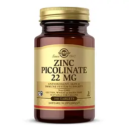 Вітаміни та мінерали Solgar Zinc Picolinate 22 mg, 100 таблеток