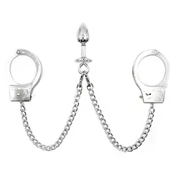 Наручники з ланцюгами та анальною пробкою BDSM сталеві - мініатюра 2