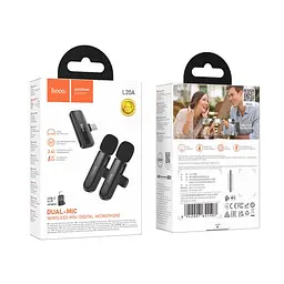 Мікрофон HOCO L20A Fair dual-mic wireless microphone(iP/Type-C) чорний - мініатюра 8