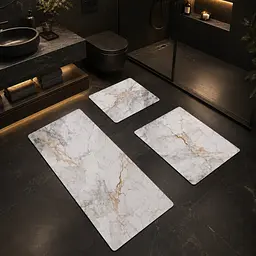 Комплект килимків для ванної кімнати 3 шт — прямокутні 40×60 см, 40×80 см і 50×55 см золотий мармур KT9000182 - мініатюра 7