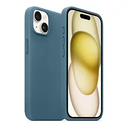 Кожаный чехол-панель для Apple iPhone 15 Plus, FAKE Leather Case, голубой, искусственная кожа, премиум, противоударный, защита всего корпуса, с мягкой подкладкой, поддержка MagSafe и беспроводной зарядки, ArmorStandart (ARM76298) - мініатюра 3