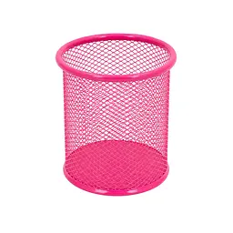 Склянка для ручок 562001-Pink металева, кругла, 9,5х7,5см