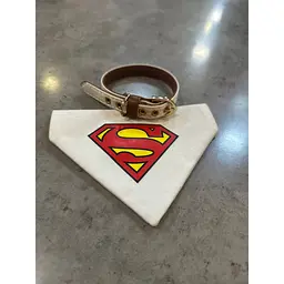 Нашийник-бандан для собак з написом Superman на тканині, білого кольору M Multibrand zoo0006012