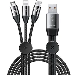 Кабель Baseus Car Co-Sharing Cable USB to Type-C/Lightning/MicroUSB 3.5A 1m CAMLT-FX01 Black