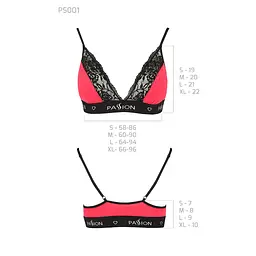 Еластичний топ з мереживом Passion PS001 TOP S, red-black - мініатюра 5