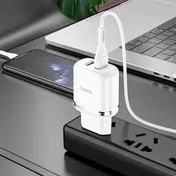 Мережевий зарядний пристрій Hoco N4 Aspiring 2 USB 2.4 A micro-USB Білий - мініатюра 8