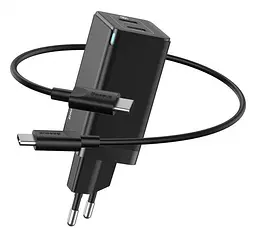 Мережевий зарядний пристрій Baseus GaN2 Q.Charger 1USB + 1Type-C + Cable Type-C 45W CCGAN-Q01 Black
