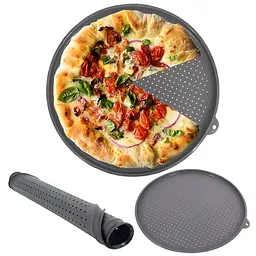 Форма силіконова антипригарна перфорована для випікання піци Ø 34.5 см, Kitchen Master Сірий 86114 - мініатюра 5