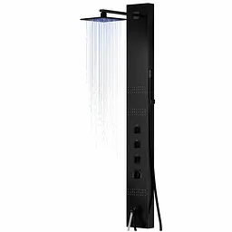 Душова панель Corsan Neo black LED з виливом S060MBLLEDW, Чорний матовий - мініатюра 3