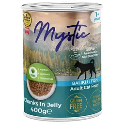 Вологий корм для собак Mystic шматочки риби в желе 400 г