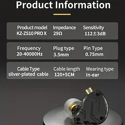 Дротові вакуумні навушники KZ ZS10 PRO X / Black - мініатюра 7