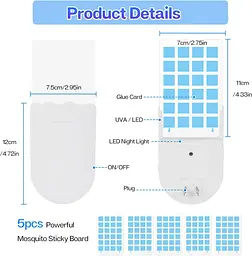 Пастка для комах Necomi, 2-в-1 Plug-in Mosquito Killer, з нічним ультрафіолетовим світлом для вловлювальних мух - мініатюра 2