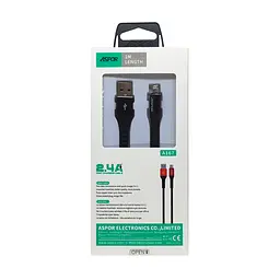 Кабель Aspor A167 USB – Lightning 2.4A/1м- чорний - мініатюра 2
