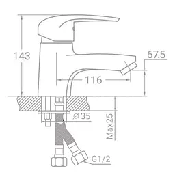 Змішувач для раковини TAU SM-2A144C (9843000) - мініатюра 3
