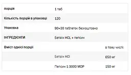 Бетаїн HCL+пепсин SFD Nutrition Betaine HCL+Pepsin 120 капсул - мініатюра 2