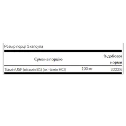Вітаміни Swanson B1 Energy and Metabolism 100 мг 250 капсул - мініатюра 2