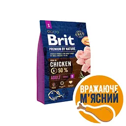 Сухий корм Brit Premium Dog Adult S Брит для дорослих собак малих порід, з куркою, 3 кг (170810/526291)