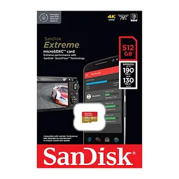 Карта пам'яті SanDisk 512GB microSD class 10 UHS-I U3 V30 Extreme (SDSQXAV-512G-GN6MN) - мініатюра 2