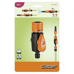 Конектор для поливального шлангу 1/2"-5/8" з краном та системою "Aquastop" Claber 8601 - мініатюра 2