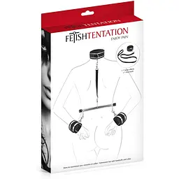 Фіксатор для рук і шиї з повідцем Fetish Tentation SubMission bar With handcuffs and collar - мініатюра 3